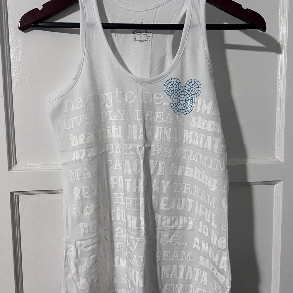 Disney White Tank Top with Blue Mickey Design